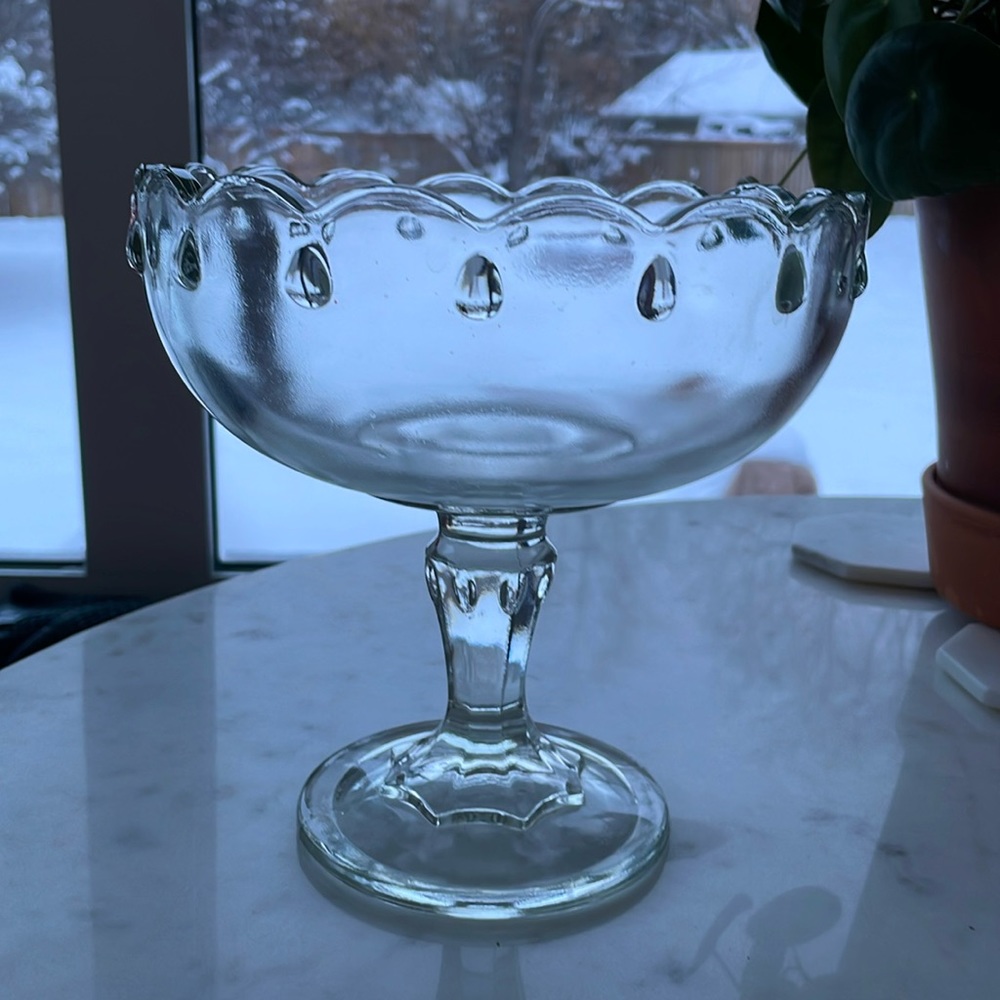 Indiana glass clear compote glass dish vintage